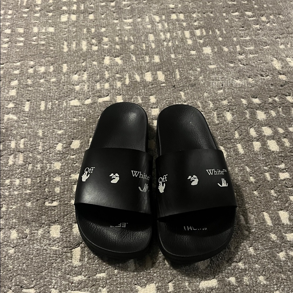 Off-White Black Graphic Slide Sandals